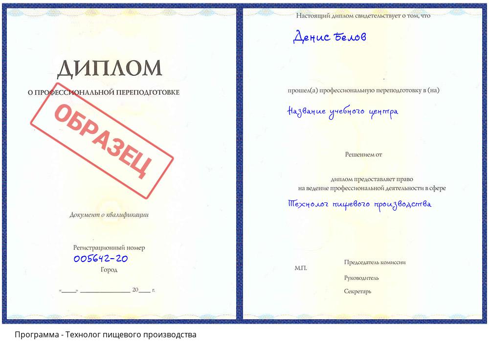 Технолог пищевого производства Вышний Волочек