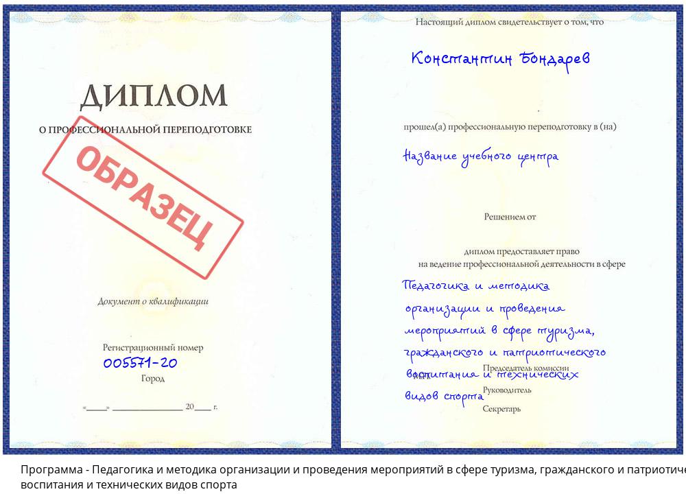 Педагогика и методика организации и проведения мероприятий в сфере туризма, гражданского и патриотического воспитания и технических видов спорта Вышний Волочек