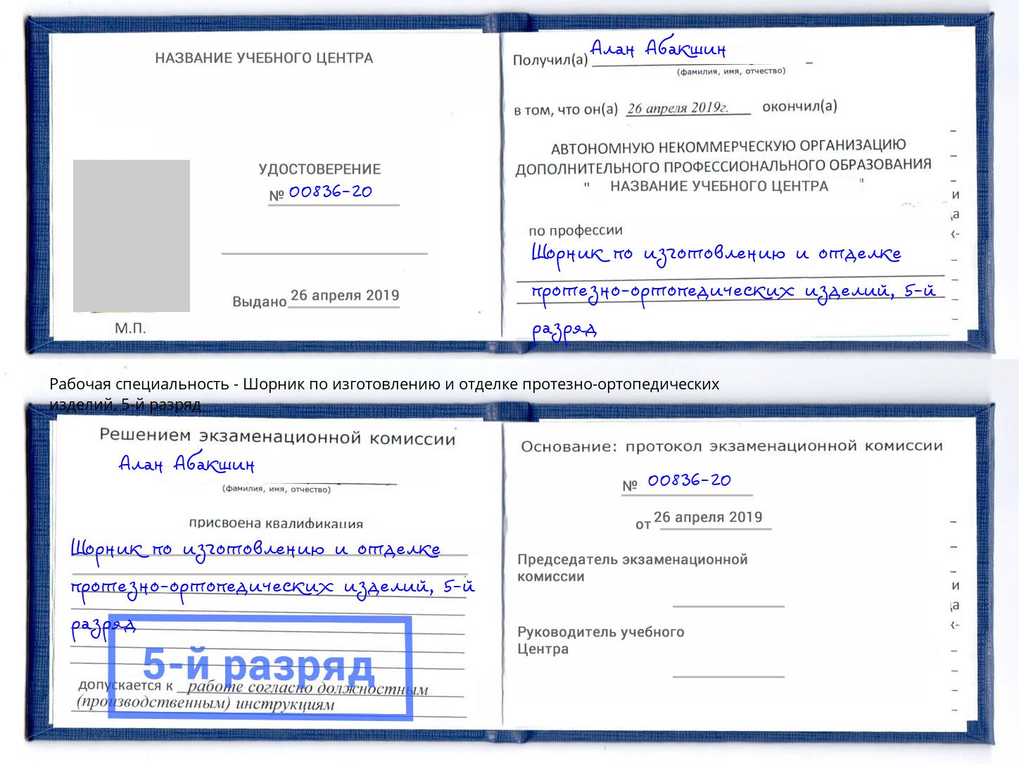 корочка 5-й разряд Шорник по изготовлению и отделке протезно-ортопедических изделий Вышний Волочек