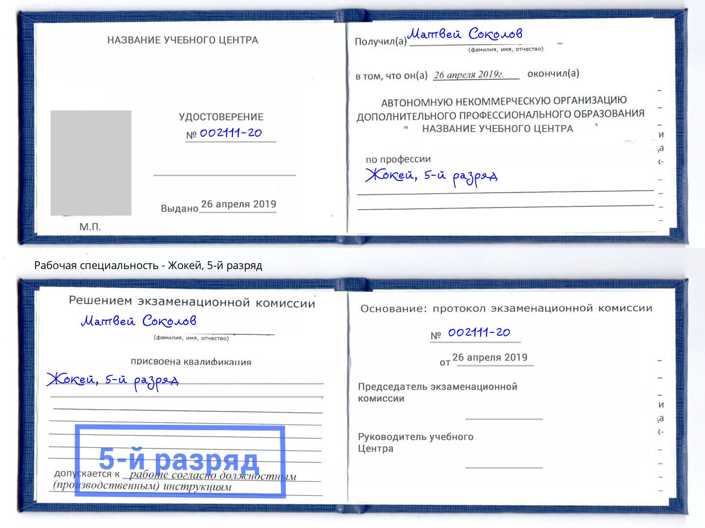 корочка 5-й разряд Жокей Вышний Волочек