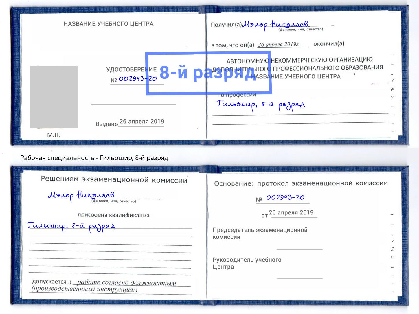 корочка 8-й разряд Гильошир Вышний Волочек